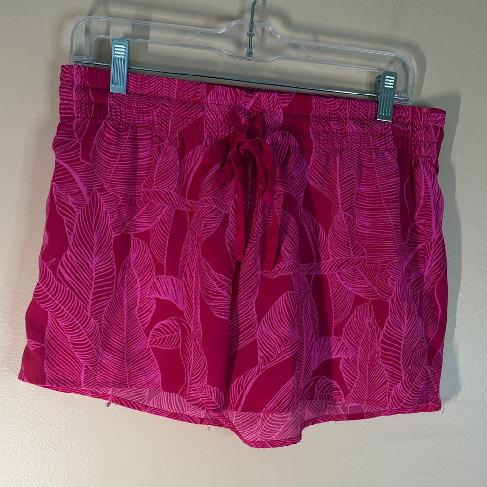 Gilligan & O'Malley Bright Pink Tropical Print Drawstring Shorts